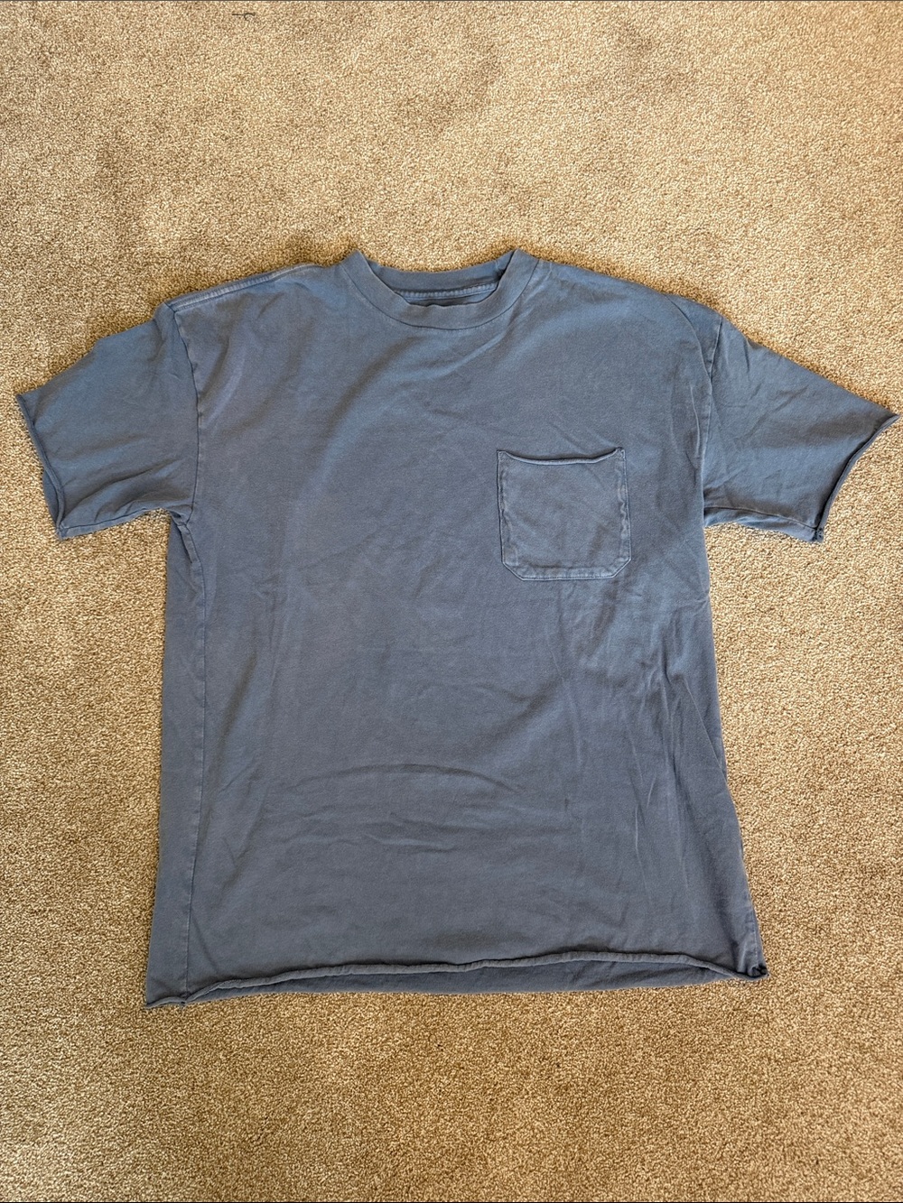 Abercrombie & Fitch Distressed Style Rolled Hem Shirt, Blue, Mens Size Medium